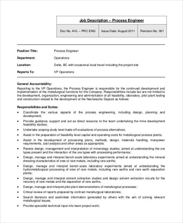 operation processing engineer job description