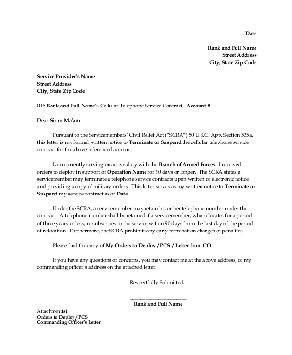 contract service termination letter