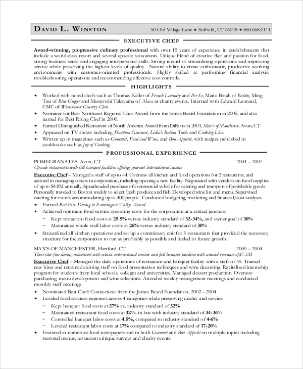 Executive Resume Objective Examples