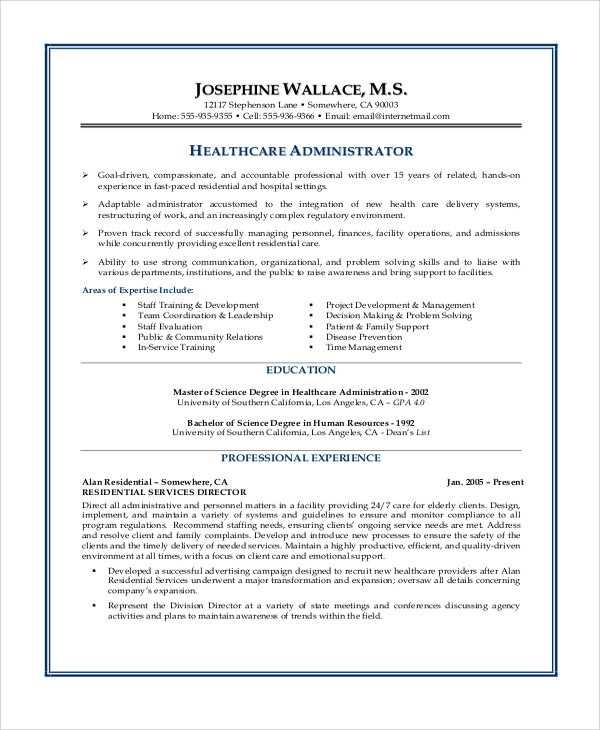 resume objectives examples healthcare