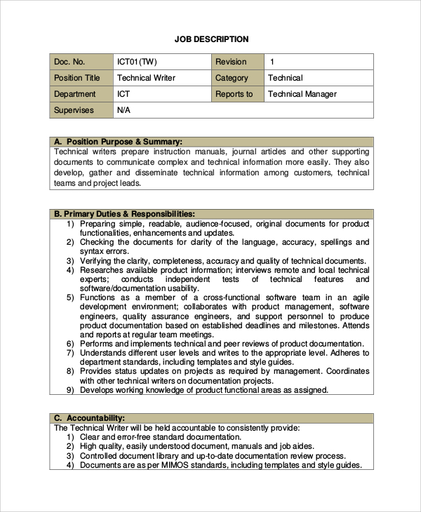 free-9-sample-technical-writer-job-description-templates-in-pdf