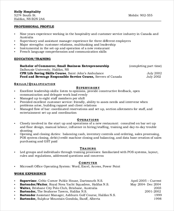 resume format for call center job