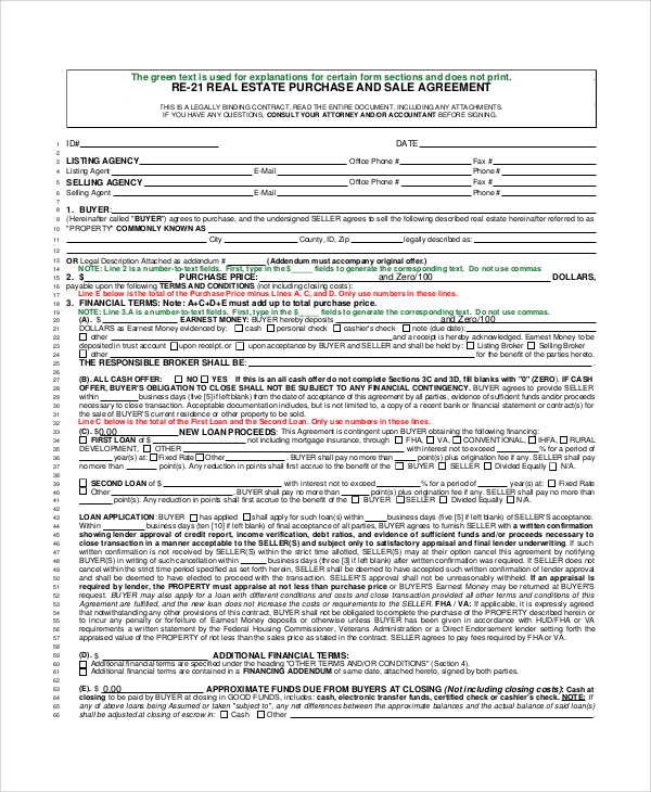 real estate sale and purchase agreement contract