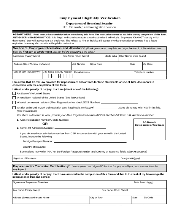 FREE 10 Sample Verification Of Employment Forms In PDF MS Word