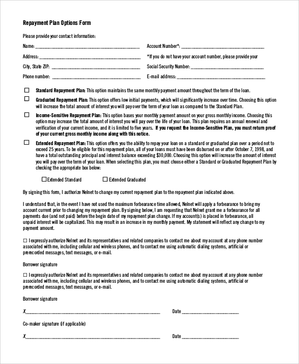 income based repayment option form