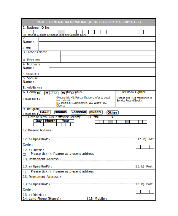 free-10-sample-employee-information-forms-in-pdf-ms-word
