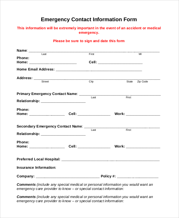 employee contract information form