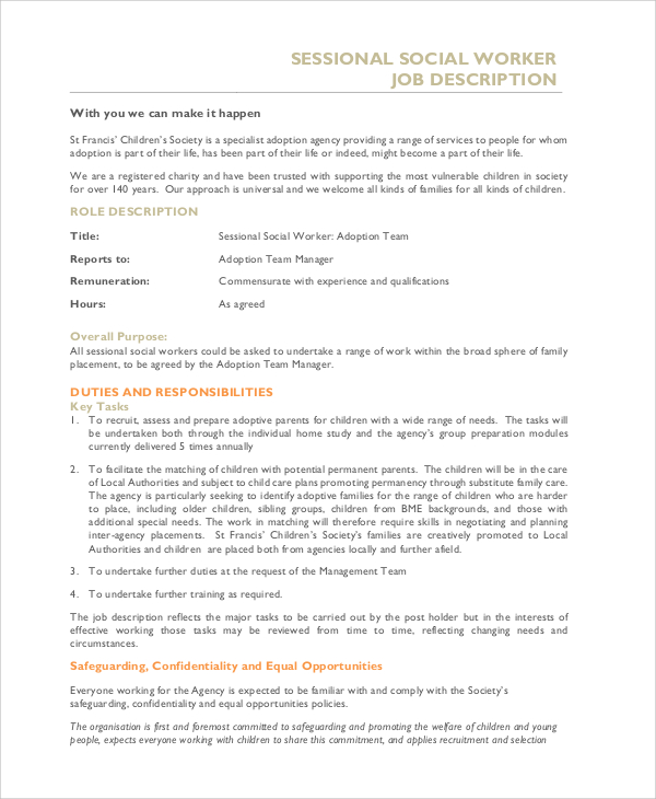 Dss Social Worker Job Description