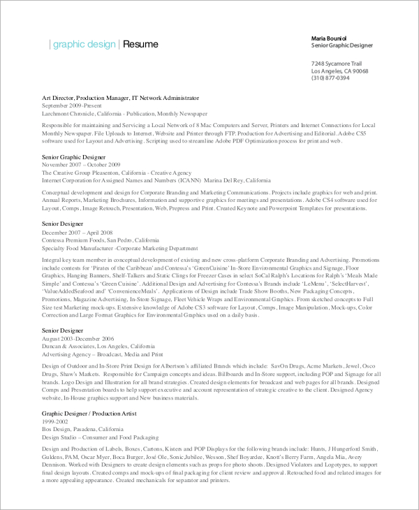 Free 9 Sample Graphic Designer Resume Templates In Ms Word Pdf