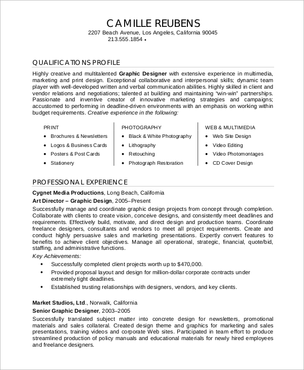 graphic design resume templates pdf