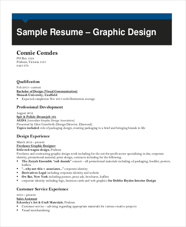 Sample Graphic Designer Resume 9 Examples In Word Pdf