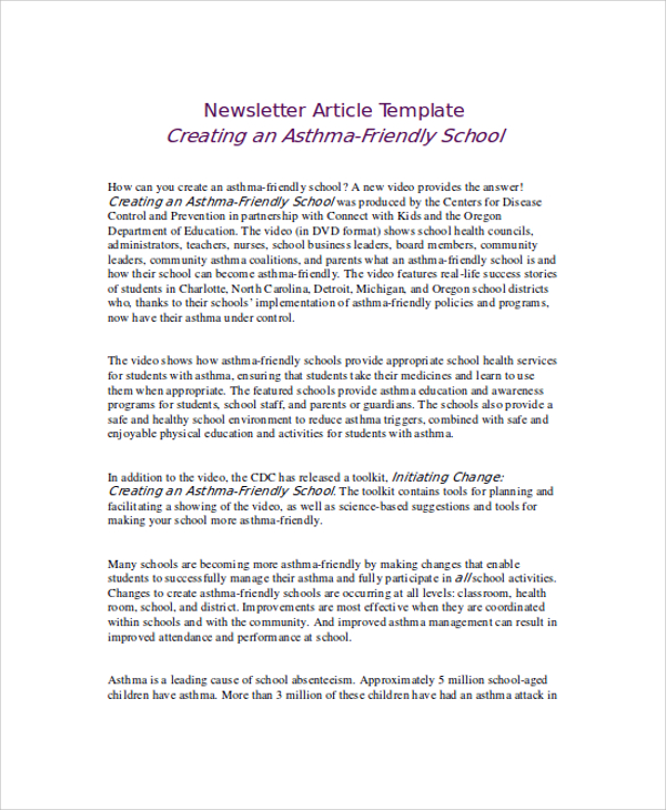 examples of newsletters for pr writing