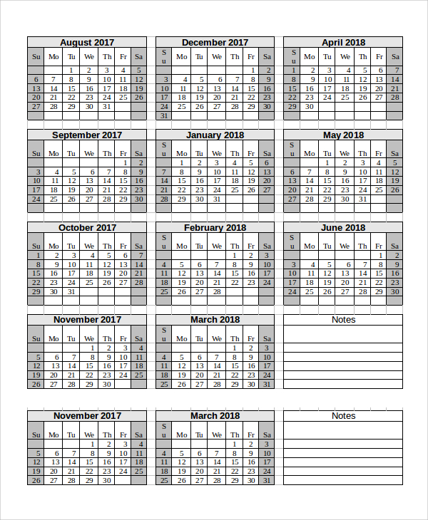 2017 2018 academic calendar