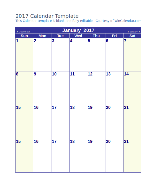 FREE 9 MS Word Calendar Samples In MS Word