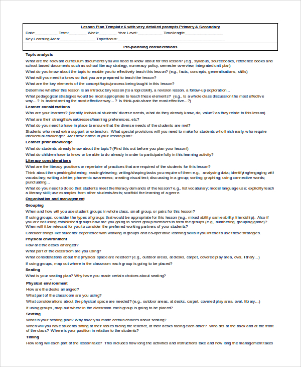 FREE 24 Lesson Plan Samples In PDF MS Word