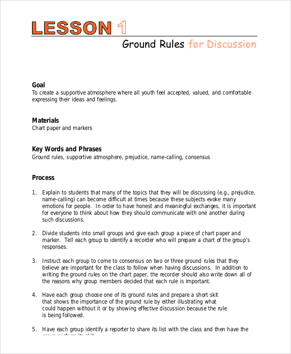 example of lesson plan for middle school
