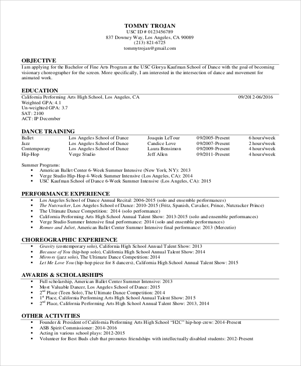 Usc Resume Template from images.sampletemplates.com