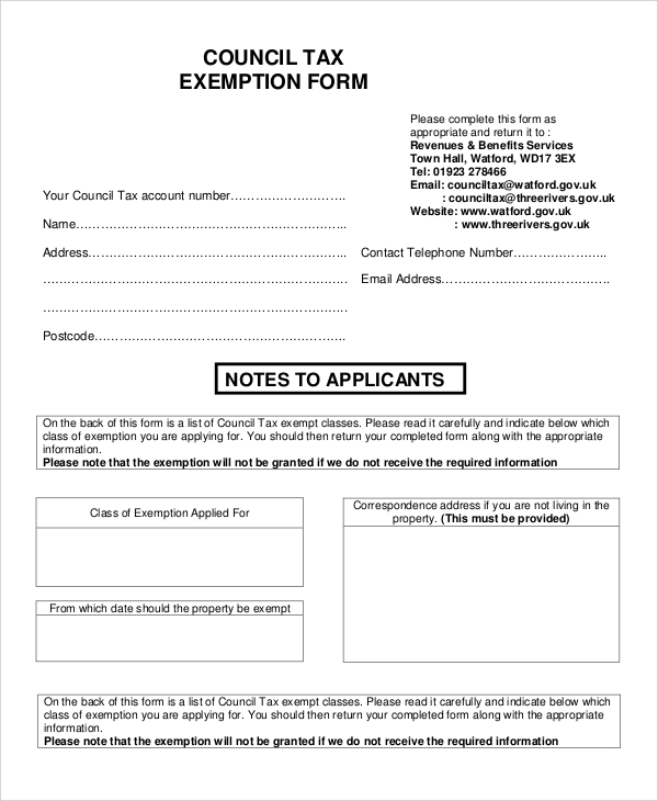council tax exempt form