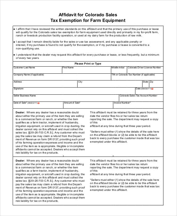 equipment tax exemption form