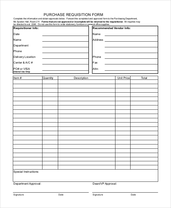 FREE 10+ Requisition Form Samples in PDF | MS Word