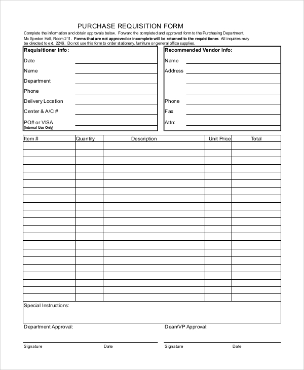 FREE 10 Requisition Form Samples In PDF