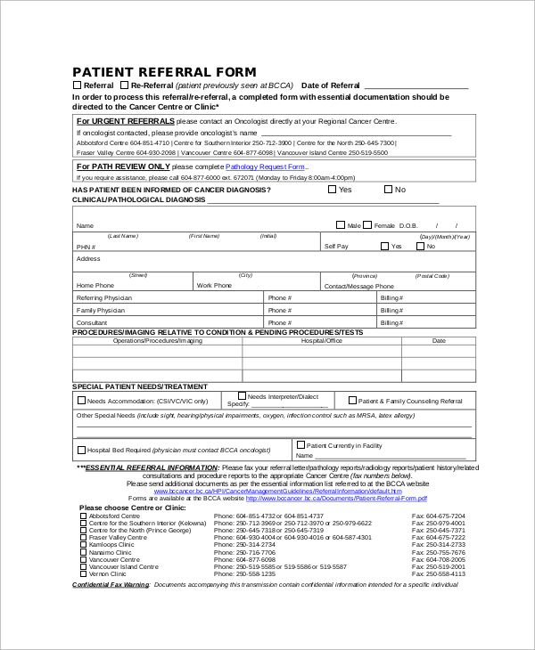 patient referral form