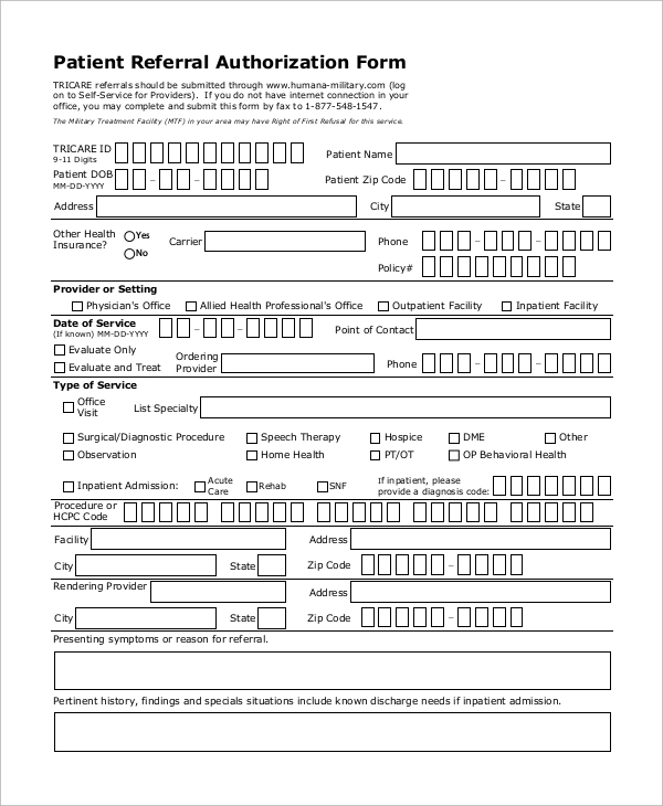 referral authorization form