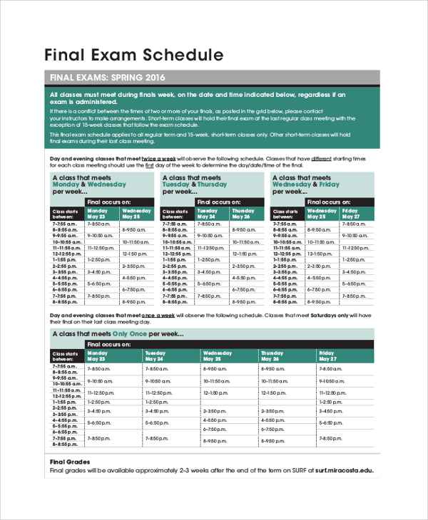 FREE 47+ Sample Schedules in PDF | MS Word | Excel