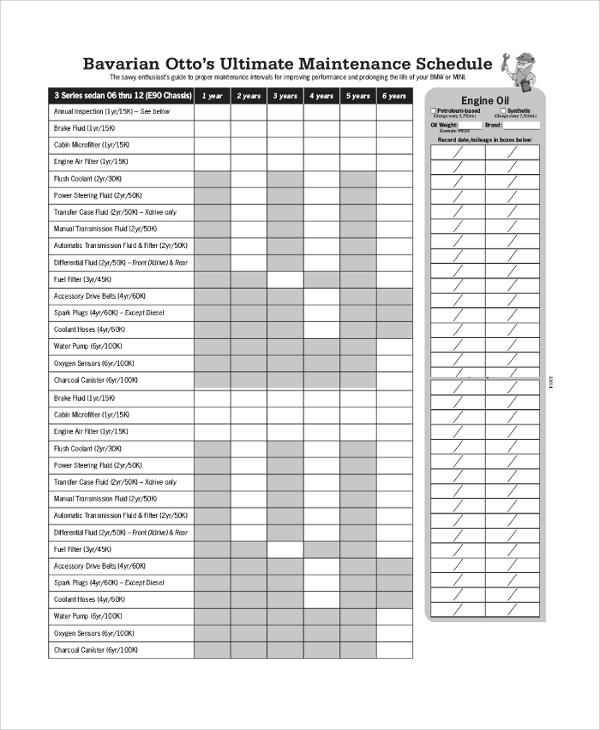 ultimate maintenance schedule