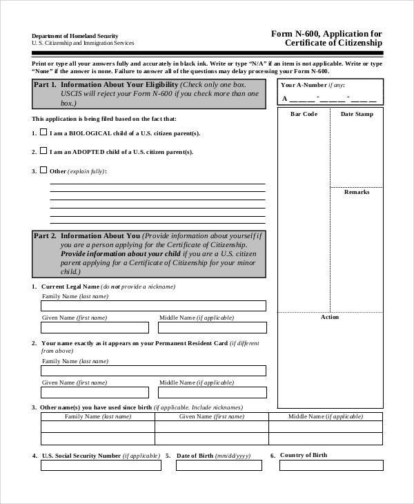 application for citizenship certificate form