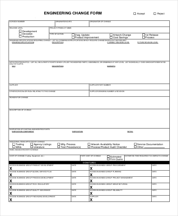 12 Sample Change Order Forms Sample Templates