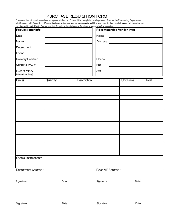 purchase requisition form 