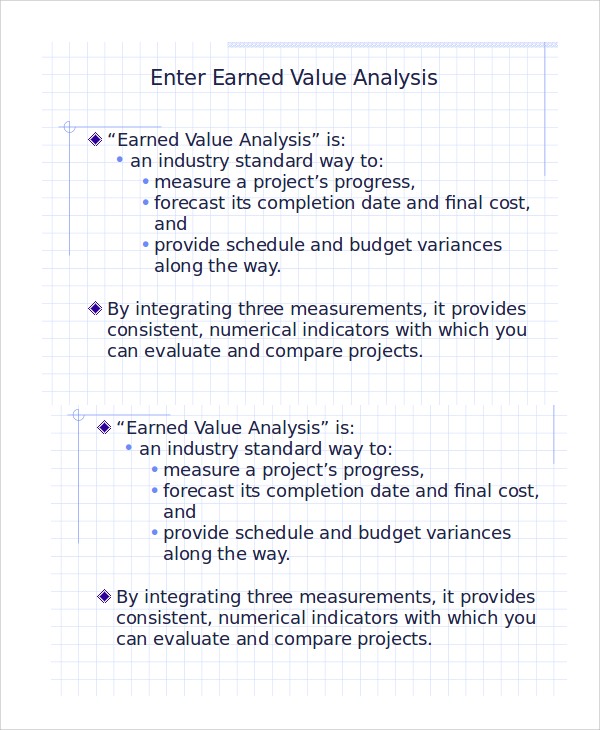 sample earned value analysis ppt