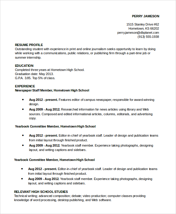 FREE 9+ Sample Graduate School Resume Templates in PDF MS Word