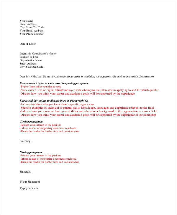 Letter Of Intent Internship Template PDF Template