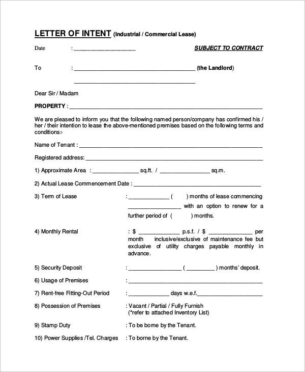 Letter Of Intent To Lease Commercial Property Pdf from images.sampletemplates.com