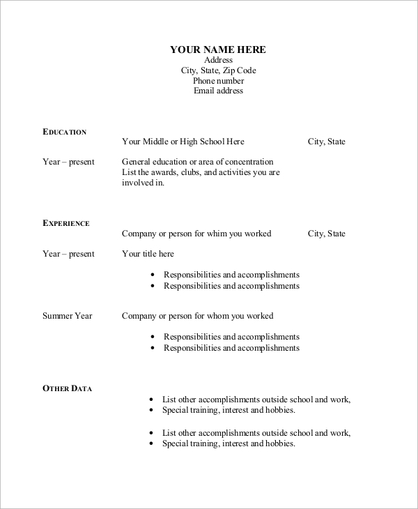 free resume blank templates download pdf