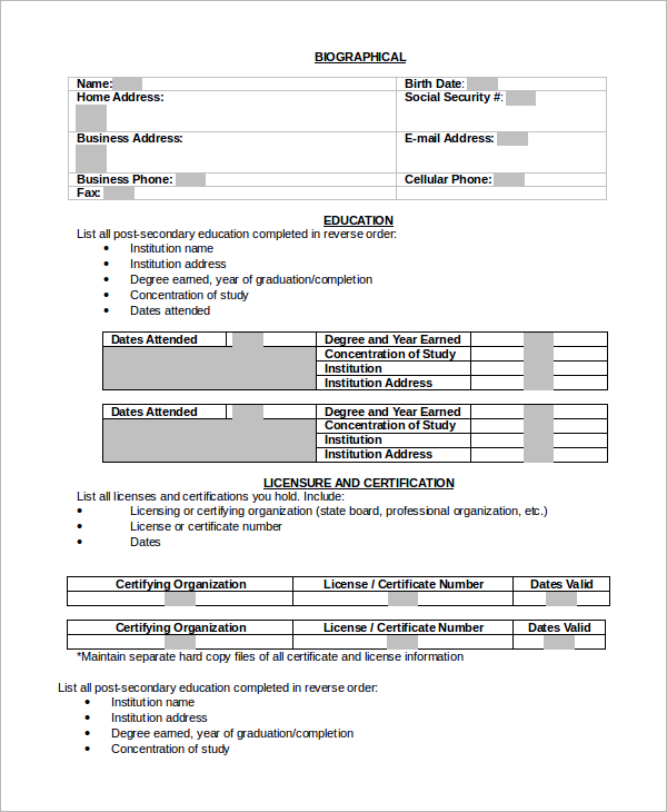 printable blank resume format for job application