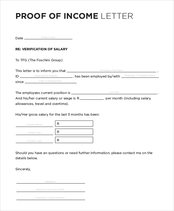 free 7 sample income verification letter templates in pdf ms word