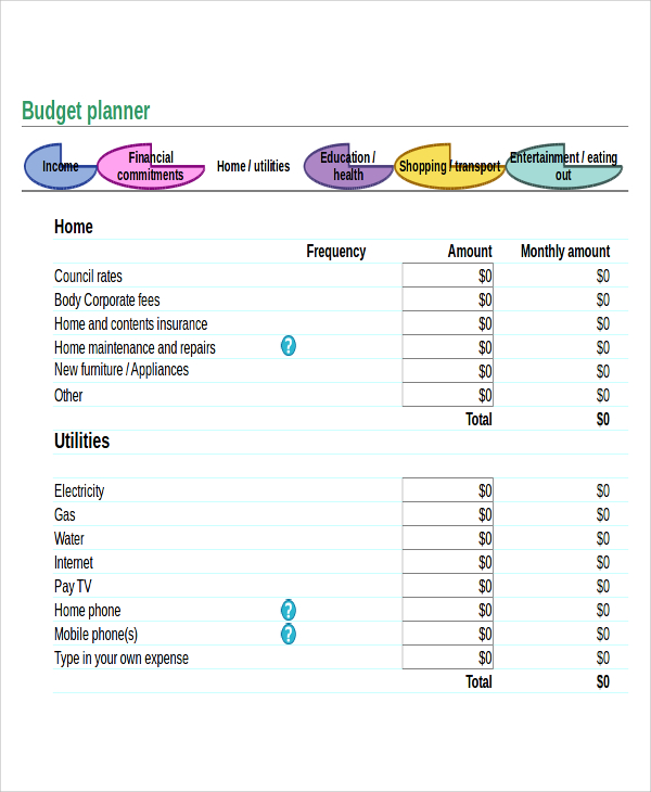 monthly home budget worksheet for excel