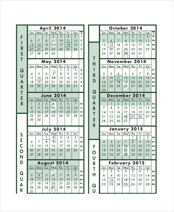 FREE 8+ Sample Fiscal Calendar Templates in Excel| PDF