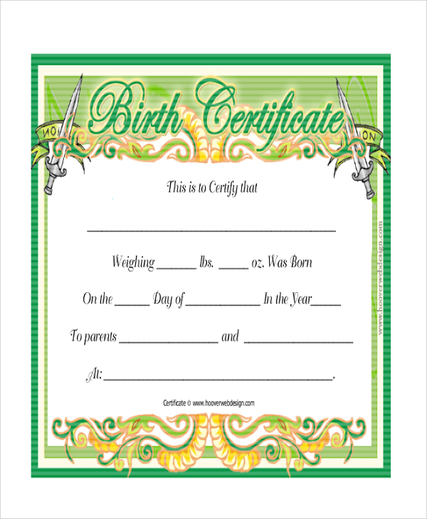new born baby birth certificate