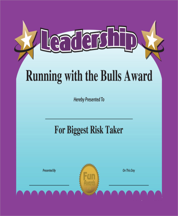 leadership award certificate