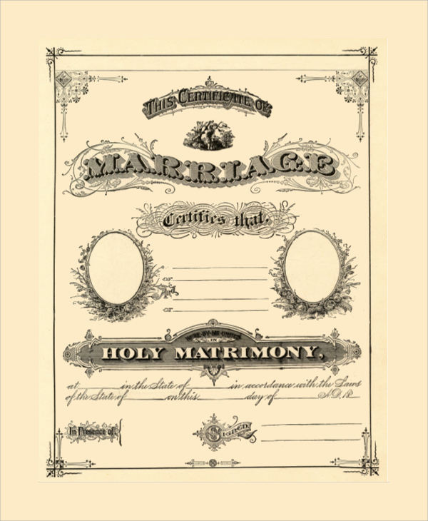 holy marriage certificate