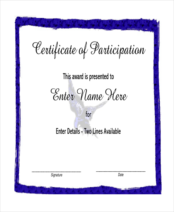 award certificate of participation