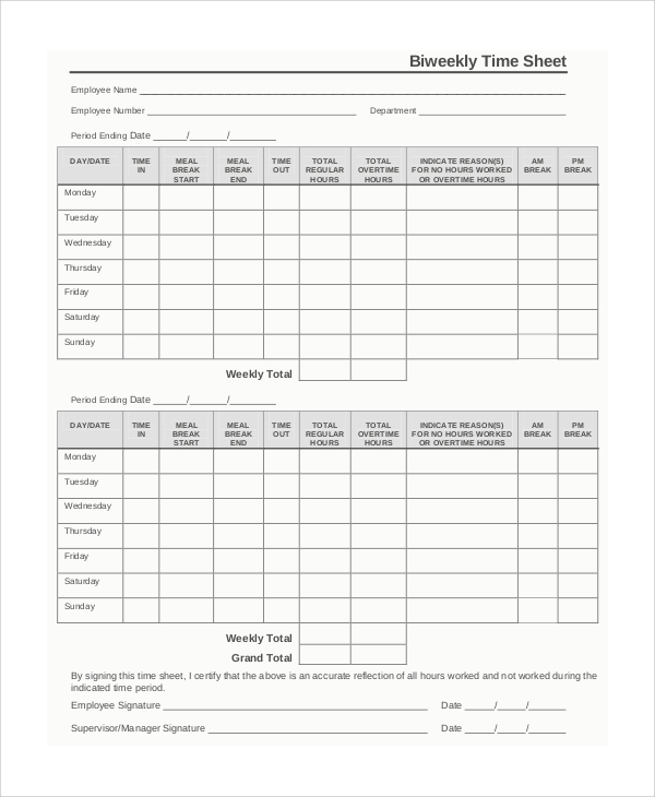 Printable Pdf Timesheets For Employees Time Sheet Printable Images