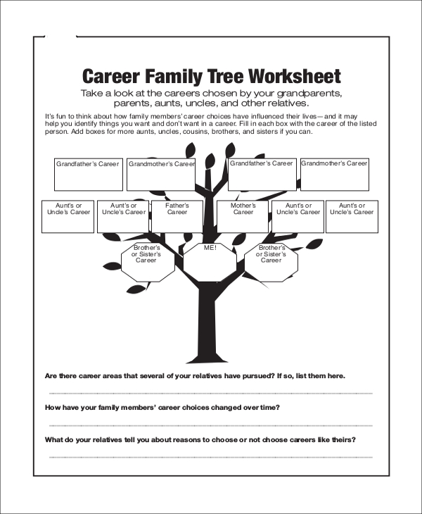 blank family tree worksheet