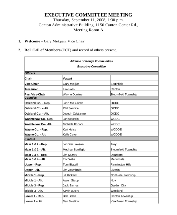20 Sample Board Meeting Agenda Template SampleTemplatess