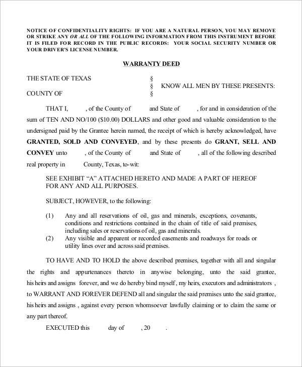 special warranty deed form