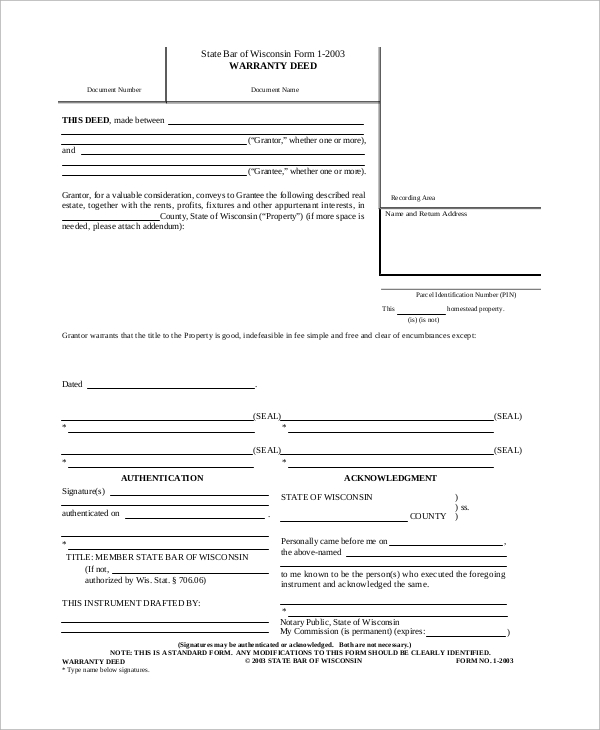warranty deed form in pdf